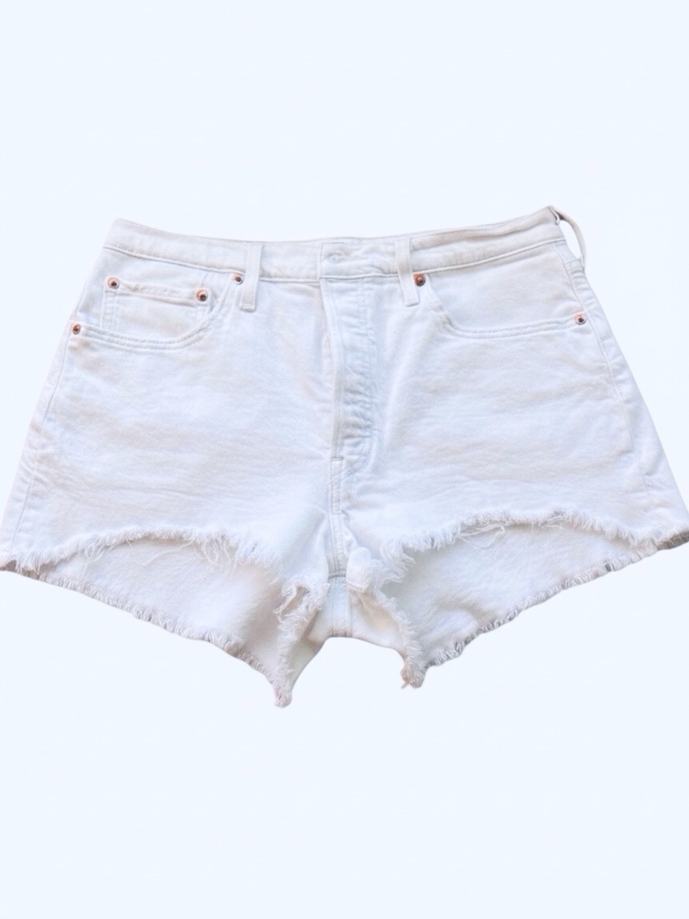 Levi's 501 High Rise White Denim Cutoff Shorts Button Fly Size 32